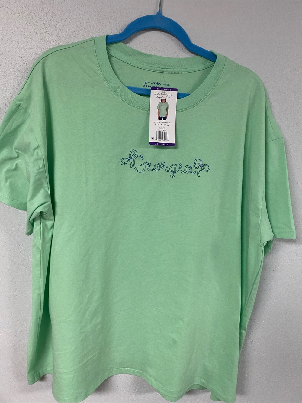State of Mine -Georgia Embroidered Tee - Mint Green